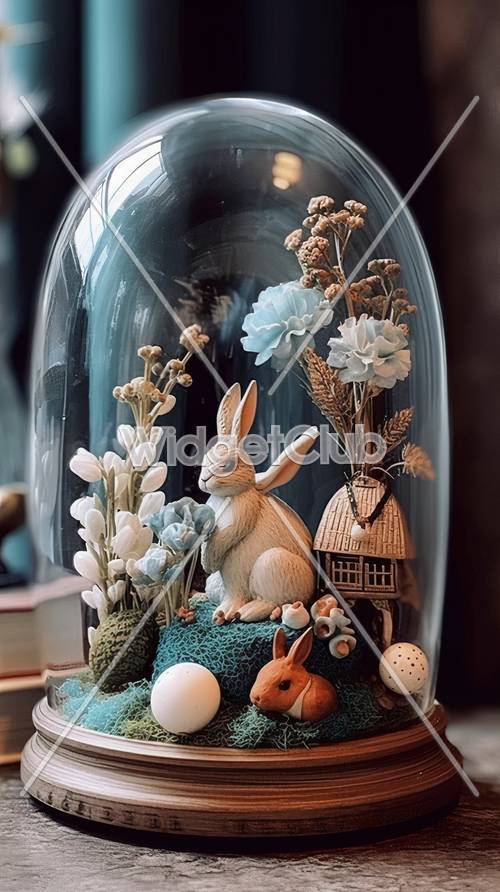Coniglietto incantato e display floreale