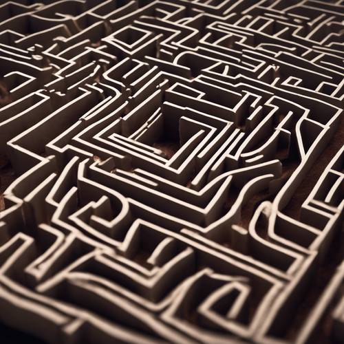 Dark suede formed into an intricate geometrical maze