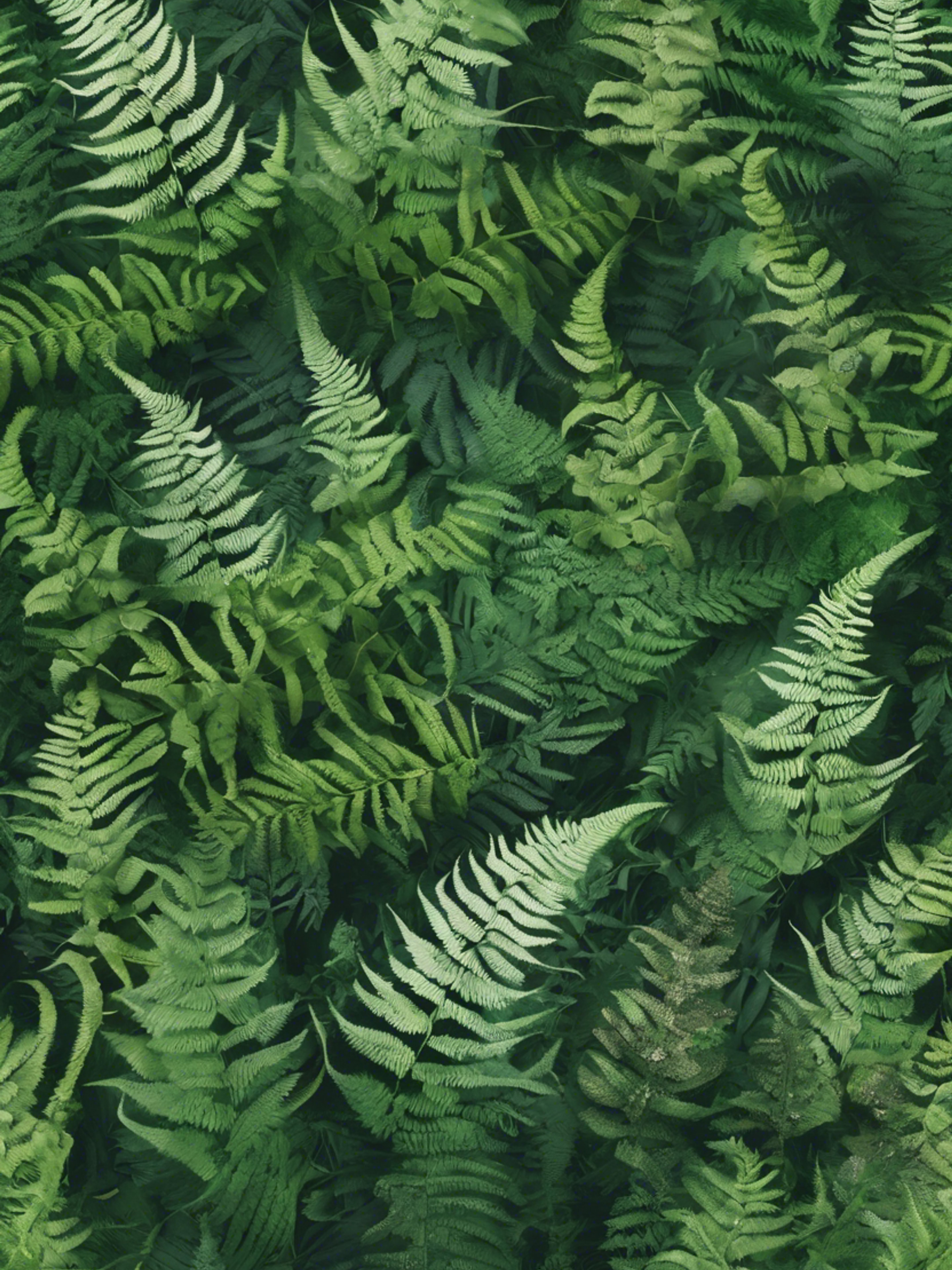 Collage of enchanting ferns and floral patterns mixed with various shades of green leaves.壁紙[374d6e06d7af47a99658]