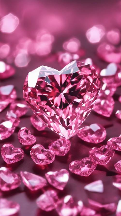 輝く効果を持った非常に珍しいハート型のピンクダイヤモンド