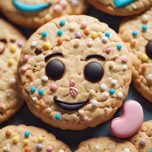 Un délicieux cookie Kawaii affichant une expression surprise. Fond d&#39;écran [211d45ab3f6b49cea45a]