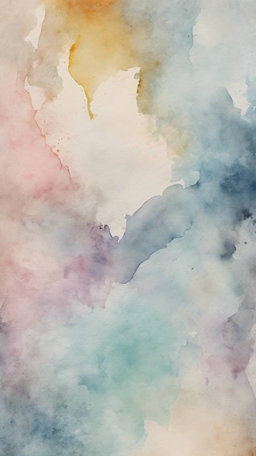 A collection of pastel watercolor paint strokes on a textured paper.