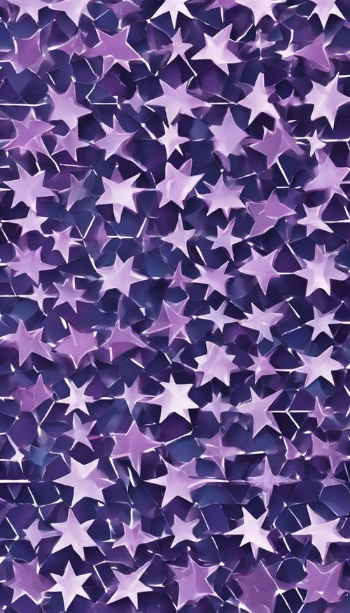 Un motif de tessellation répétitif impliquant des formes d&#39;étoiles et des polygones avec des tons indigo et violets froids.