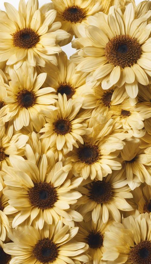 A large, delicate yellow daisy, isolated against a crisp white background. Tapeta [0104bcb758994283b10f]