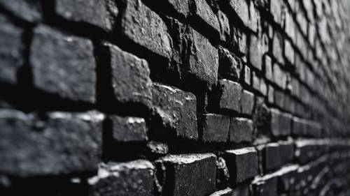Un mur de briques noires brutes en gros plan montrant des détails de texture.