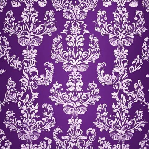 豪華なダマスク模様の壁紙で紫と白の素晴らしい組み合わせをご紹介