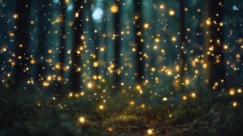 数百只萤火虫照亮了一片魔法森林，看上去就像繁星点点的夜空。
