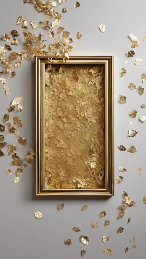 A gold leaf applied artistically on a picture frame.