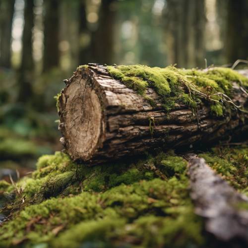 Batang kayu tua yang membusuk mendapat kehidupan kedua sebagai tuan rumah bagi lumut yang tumbuh subur.