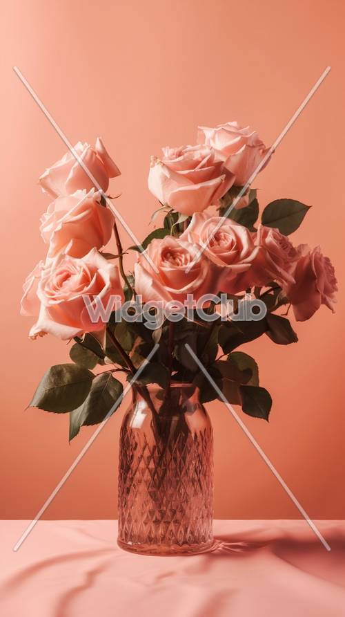 Beautiful Pink Roses in a Vase
