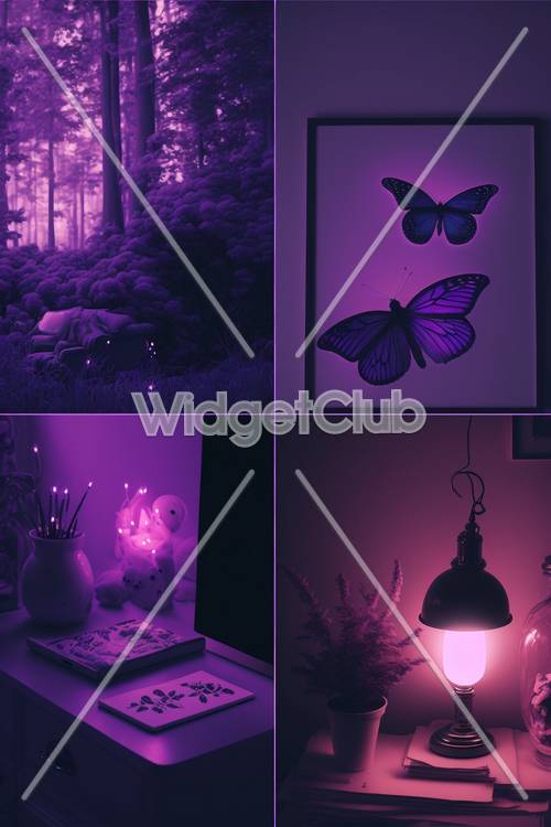 Purple Themed Nature and Objects Collage