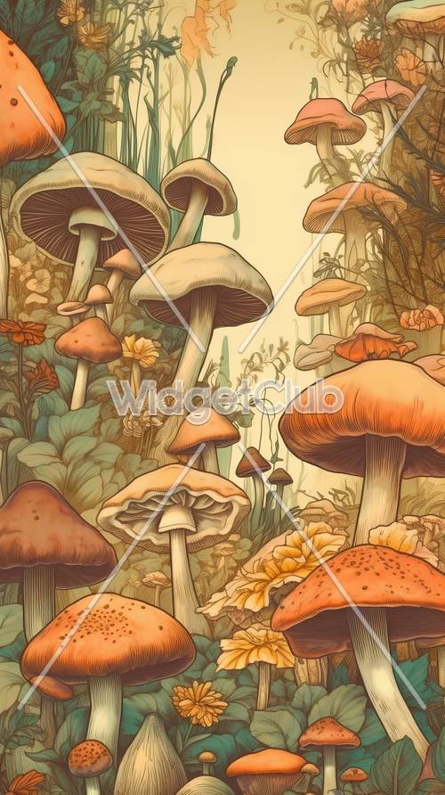 Enchanted Forest Mushrooms for Your Screen