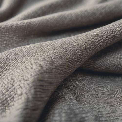 A close-up of a beautifully weaved gray linen fabric under subtle sunlight. Tapeta [058a1138557d4d478d93]