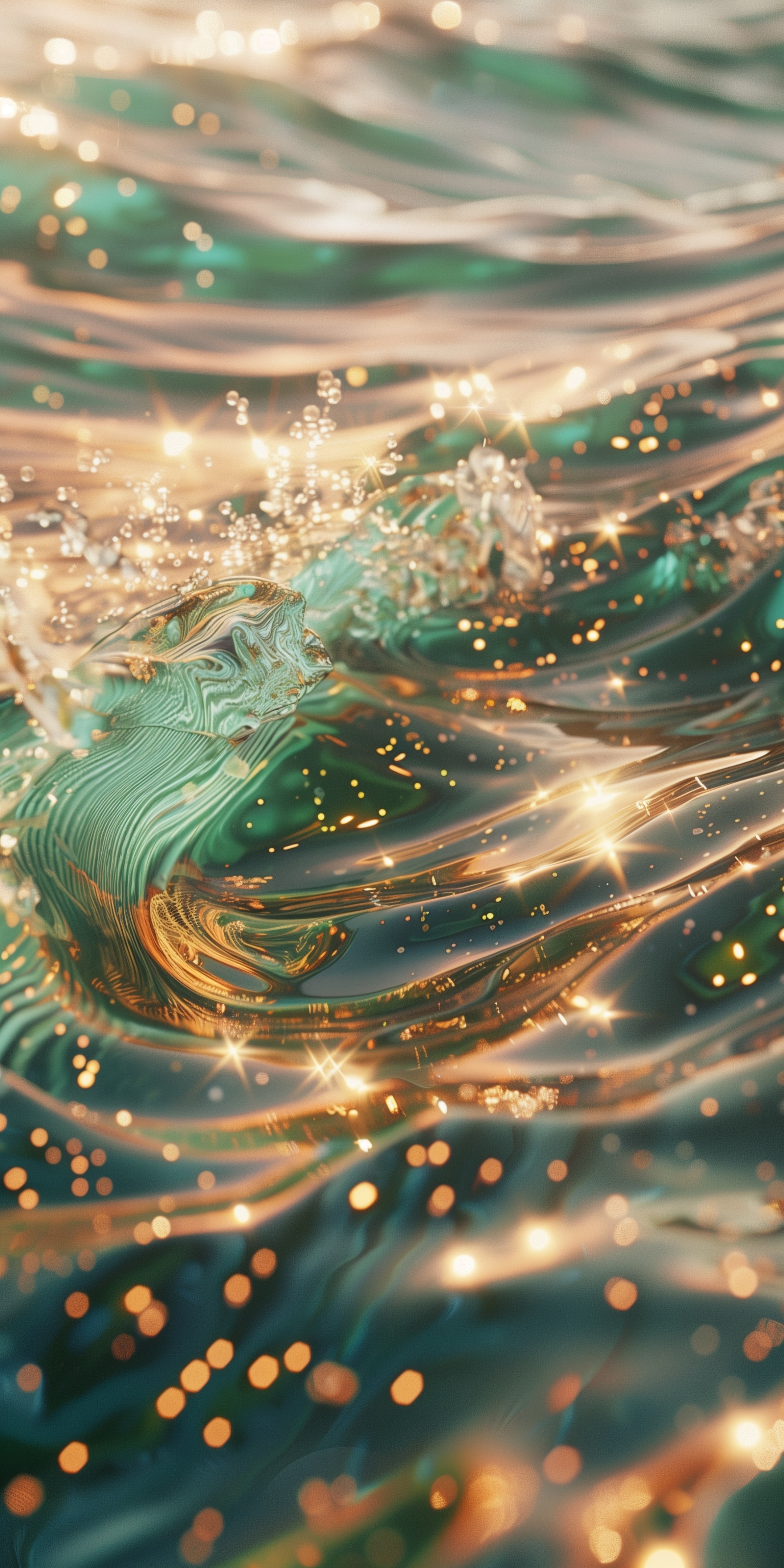 Sparkling Green Waves in a Magical Swirl 墙纸[eba5efc1b665498296e7]