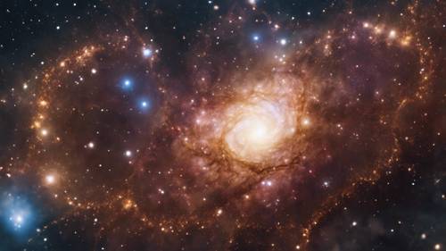 Крупный план новорожденной звезды в сердце обширной, очаровательной галактики.