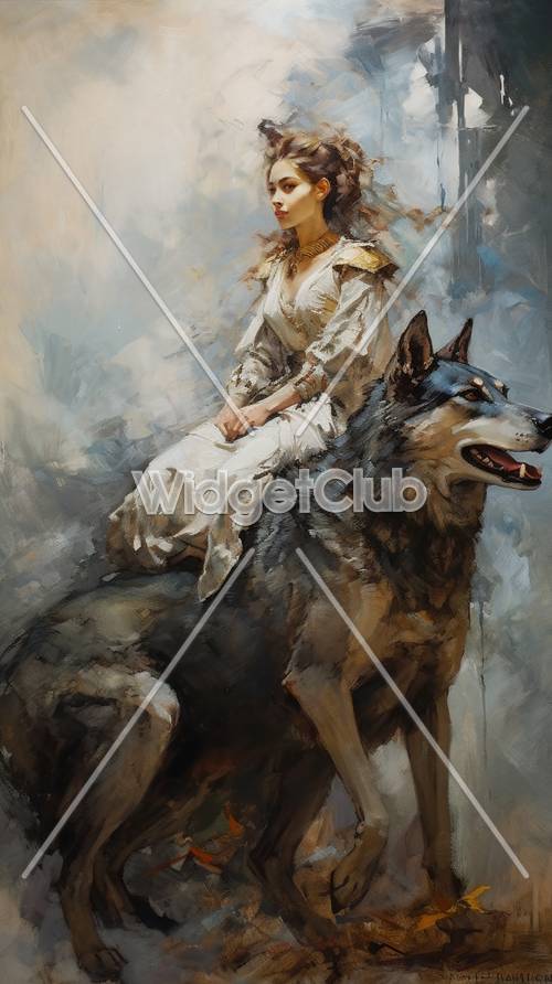Jeune fille et son fidèle ami loup