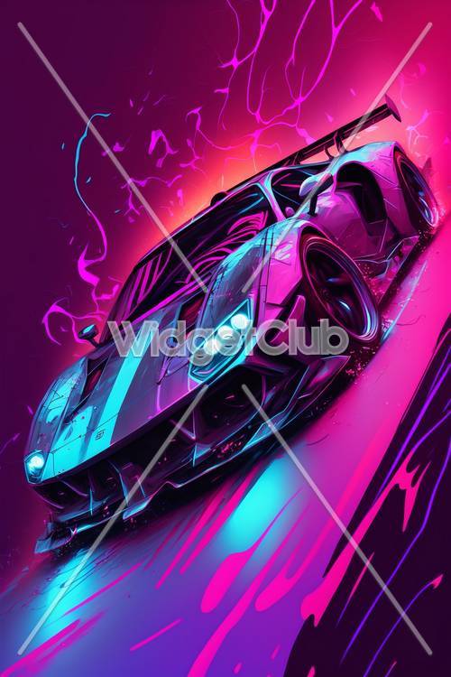 Cooler Neon-Sportwagen in Aktion