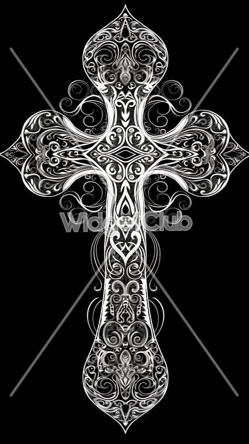 Elegante diseño de cruz en blanco y negro.