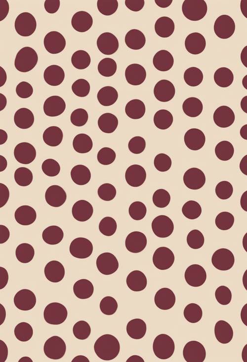 Retro styled continuous design of evenly spaced, medium-sized burgundy polka dots on a vanilla backdrop.