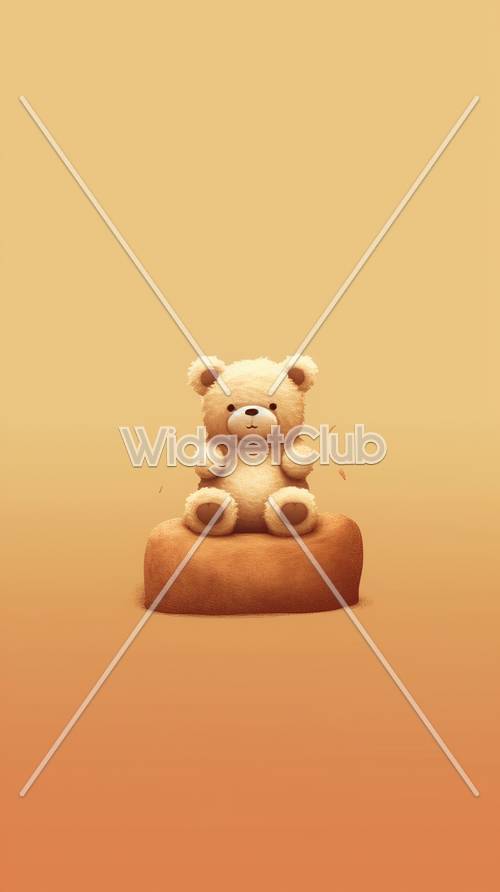 ตุ๊กตาหมีน่ารักบนพื้นหลังพีช