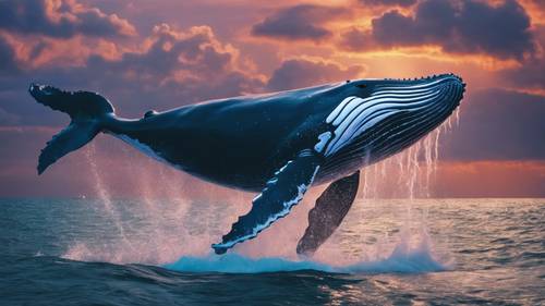 Eine psychedelische Wiedergabe eines Buckelwals, der auf dem Meeresgrund komplexe Melodien singt.