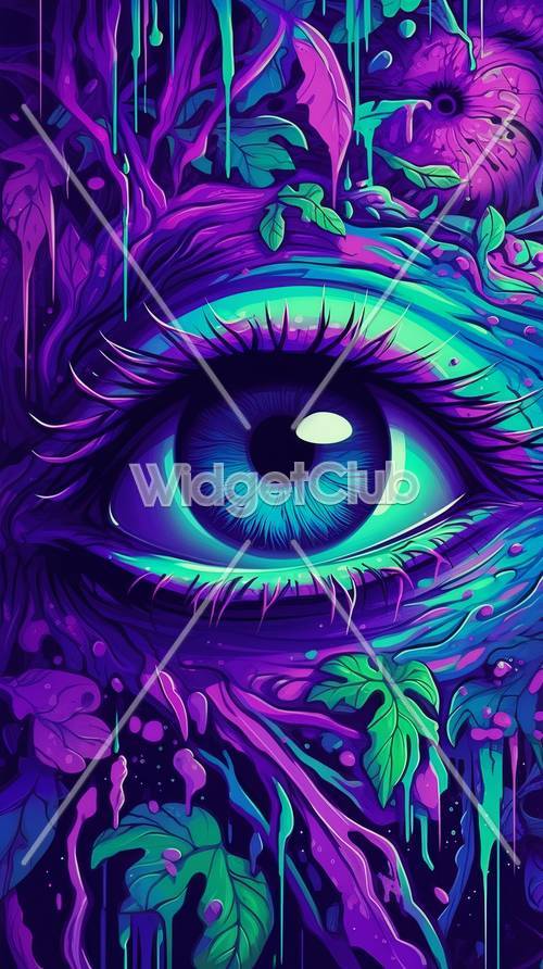 Vibrant Blue Eye Art with Purple Accents