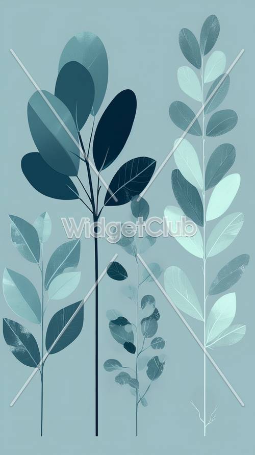 Relajante patrón de hojas azules para tu pantalla