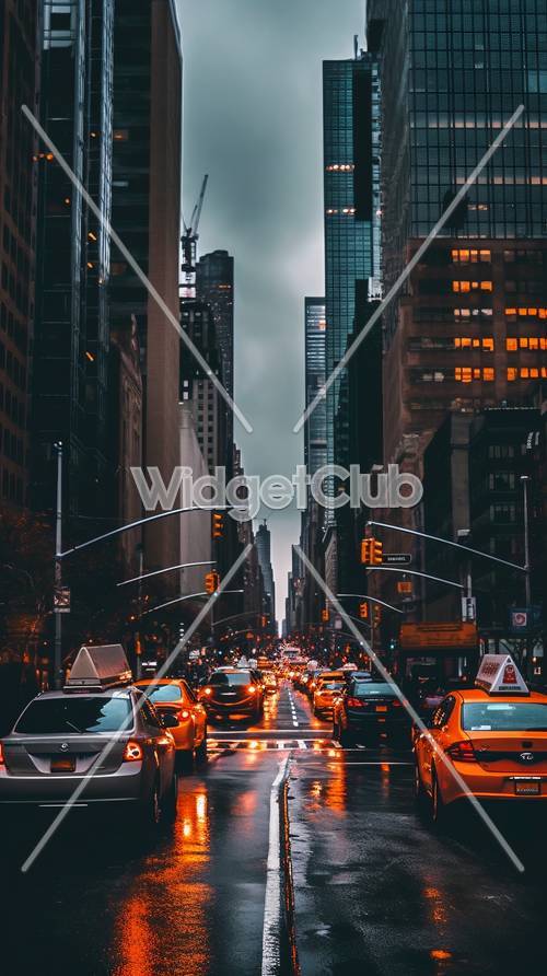 אורות רחוב בעיר בשעת בין ערביים