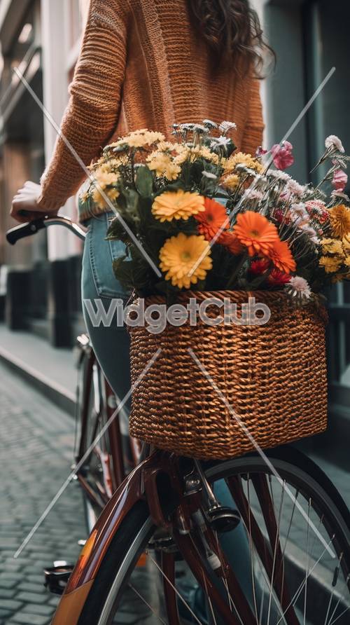 Đi xe đạp qua chợ hoa