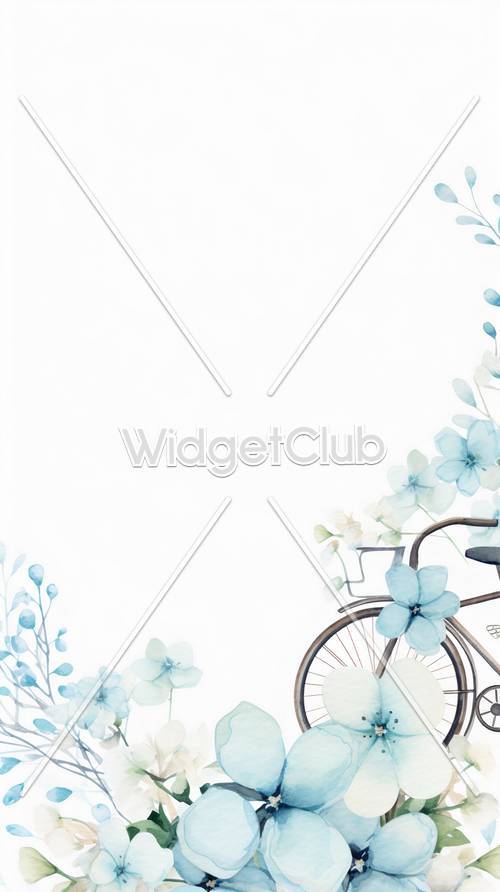 Niebieskie kwiaty i projekt roweru