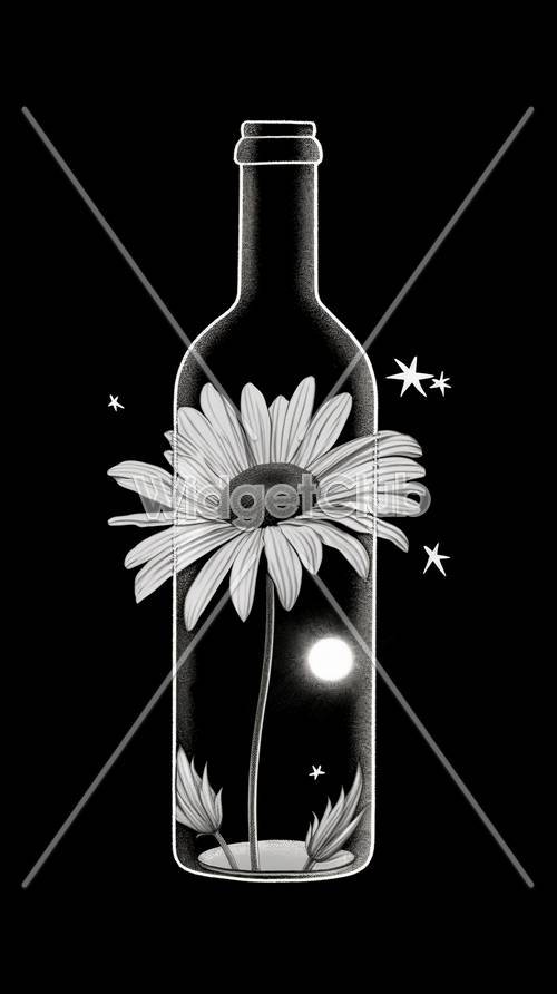 Bottle With Daisy and Stars Design