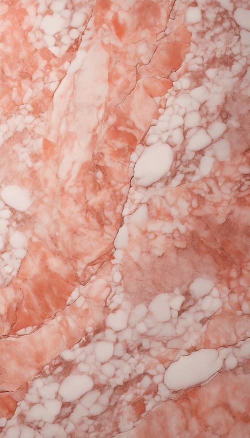 Узор кораллового мрамора в нежных персиковых и розовых тонах создает успокаивающую атмосферу.