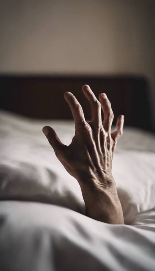 An eerie hand reaching out from beneath a bed