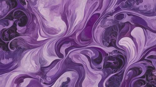 Une peinture abstraite capturant l&#39;essence de « Preppy Purple », avec une fusion de tourbillons violets audacieux et pastel rappelant le style Ivy League.