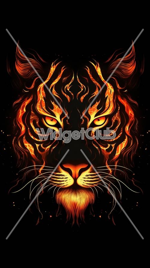 Fiery Tiger Illustration Divar kağızı[64fca9ed732344c89dd0]