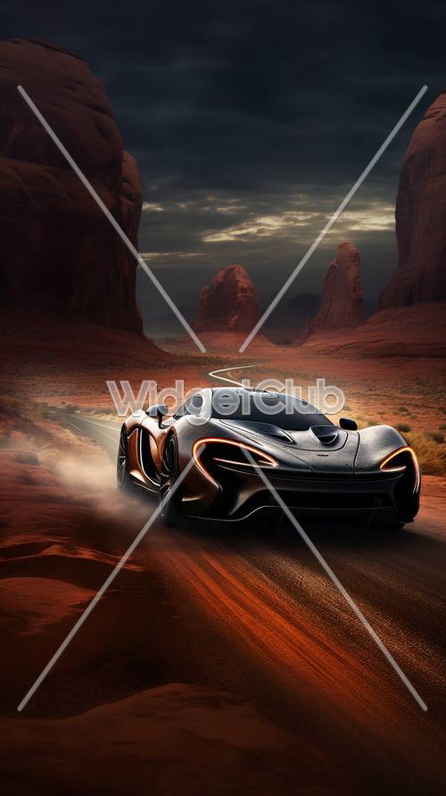 Speedy Sports Car Racing Through Desert Canyons