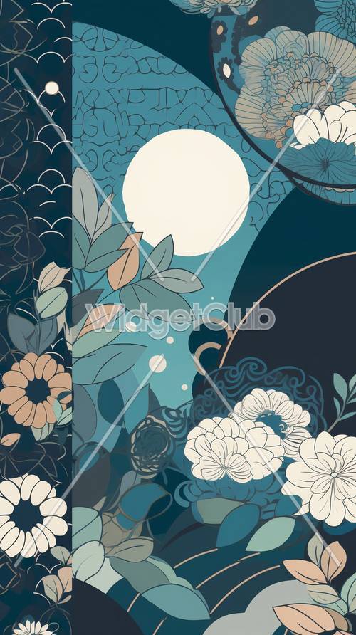 夜の花畑のファンタジー壁紙