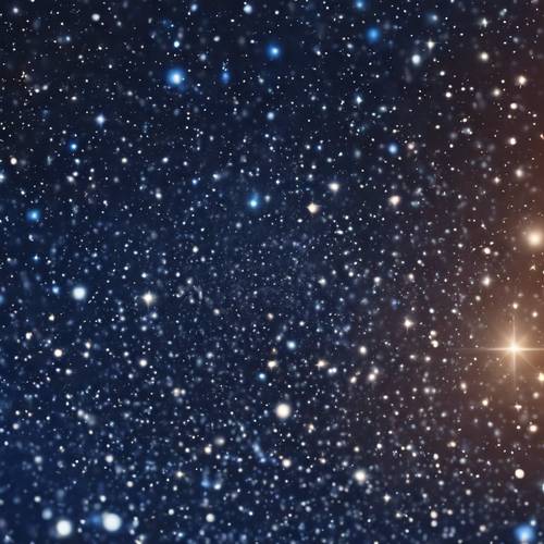 午夜蓝色的天空布满了成千上万颗闪烁的星星，形成了一个令人眼花缭乱的星系。