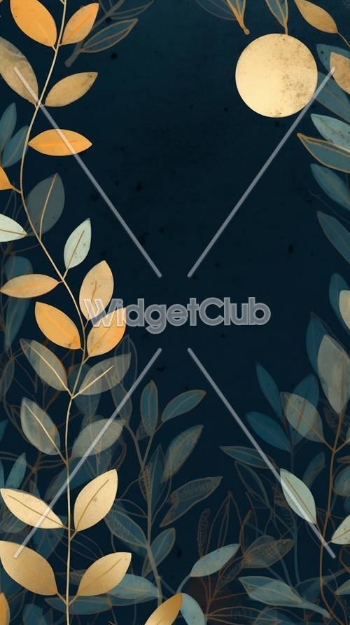 Дизайн золотых и синих листьев