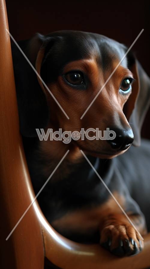Cute Dachshund Dog with Big Eyes壁紙[61a3289d1cb74af28c50]