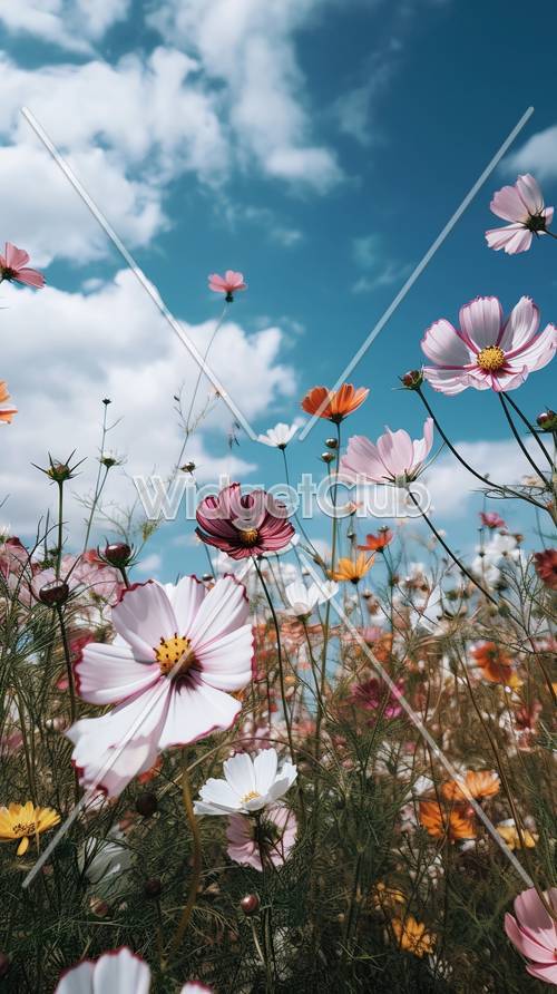 Colorful Flowers Under Blue Sky