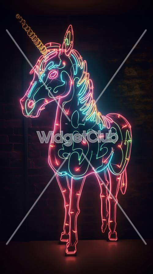Exhibición de arte con luz de caballo de neón