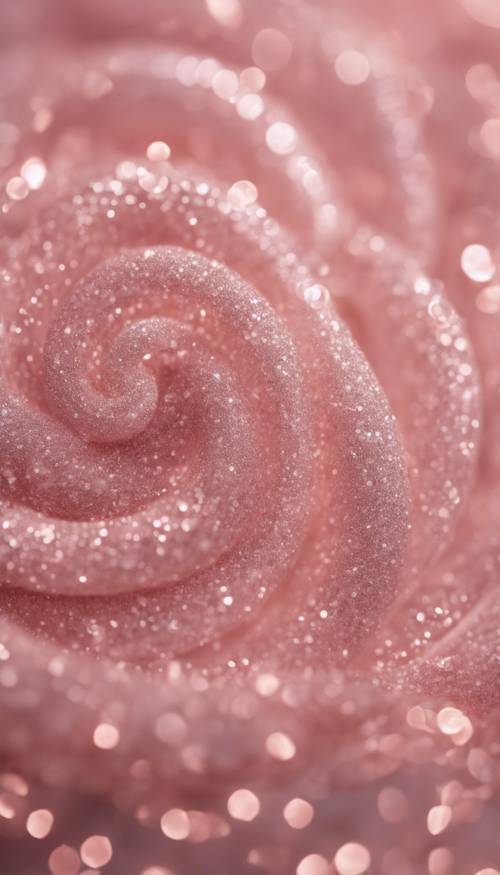 Un fascinante patrón de remolino creado a partir de un pequeño polvo de purpurina rosa rubor.