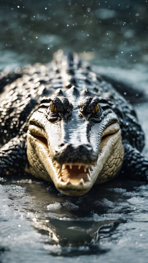 Un crocodile dans les eaux glacées, témoignage de son endurance biologique.