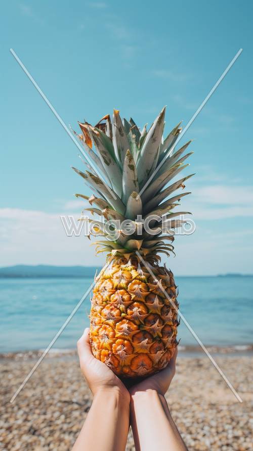 Фон дня ананасового пляжа