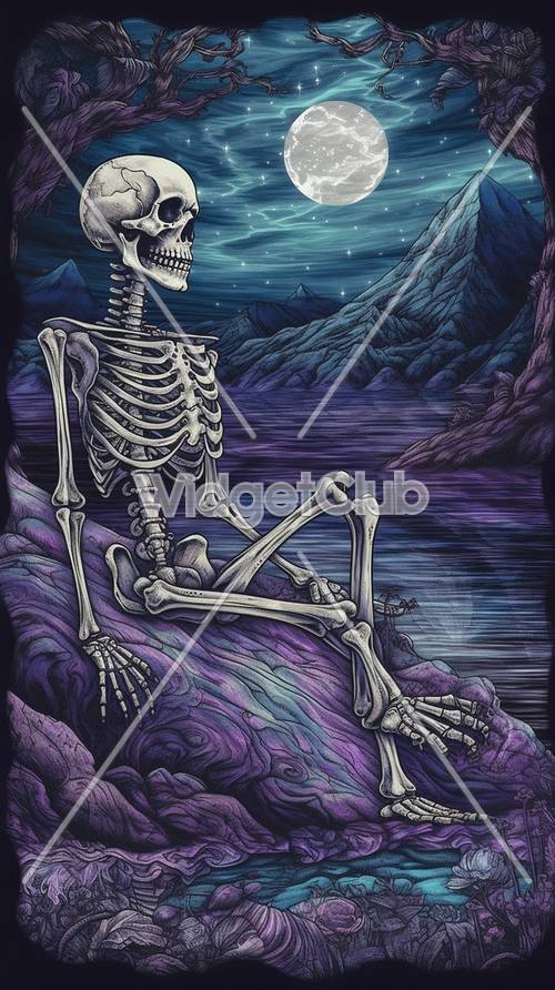 Skeleton by the Moonlit Sea