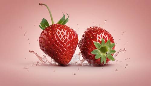 A detailed drawing of a strawberry split in half, showcasing the juicy interior. Behang [14752386ea8243a4a288]