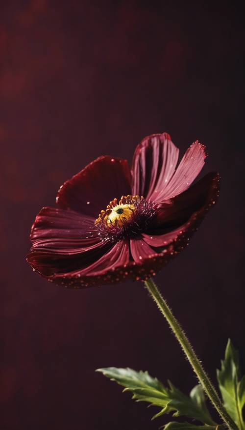 A chocolate cosmos, its rich, maroon hue contrasting with a dark background.
