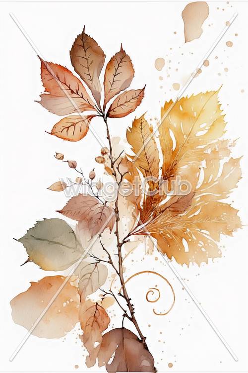 秋の葉っぱの絵画