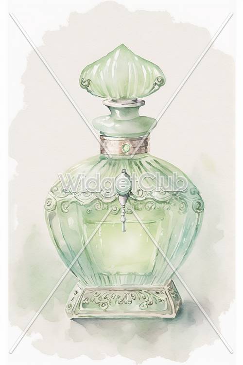 Arte encantadora em frasco de perfume verde